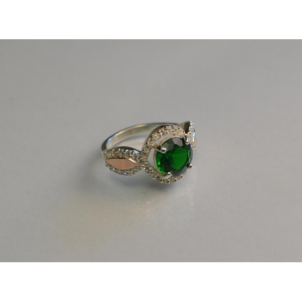 Серебряное кольцо с золотыми пластинками (089к)