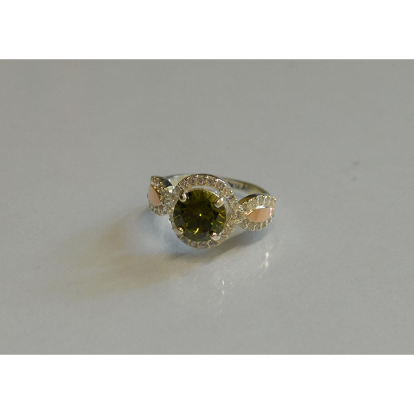 Серебряное кольцо с золотыми пластинками (089к)