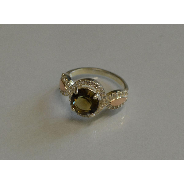 Серебряное кольцо с золотыми пластинками (089к)