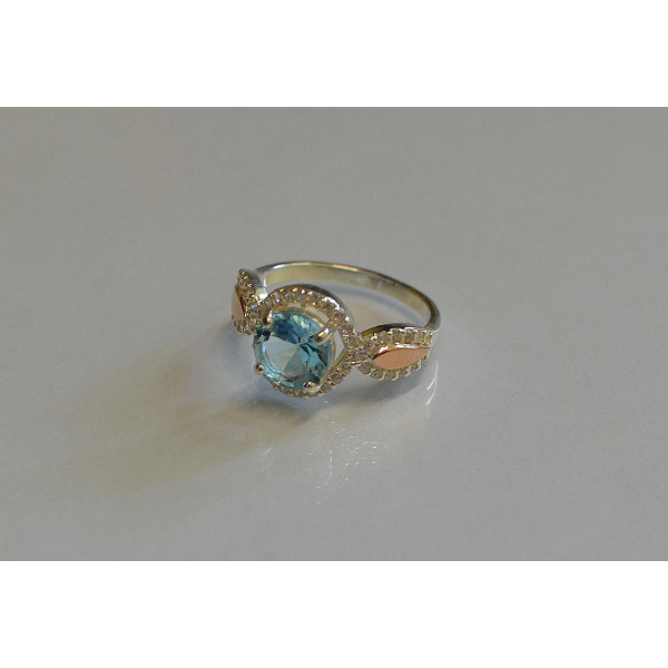 Серебряное кольцо с золотыми пластинками (089к)