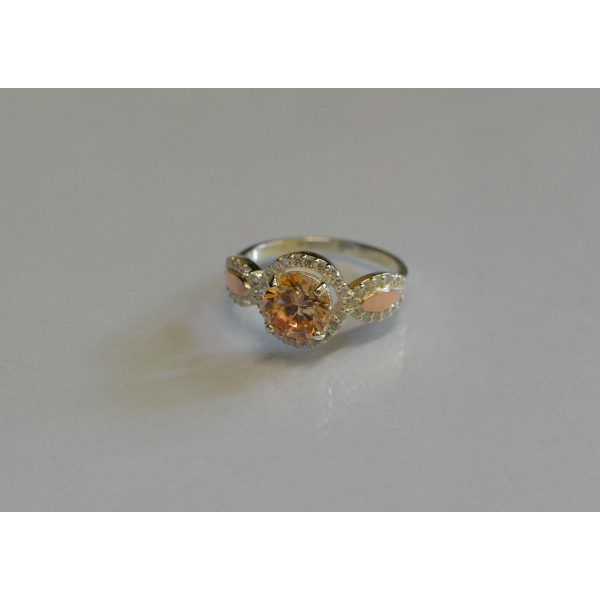 Серебряное кольцо с золотыми пластинками (089к)