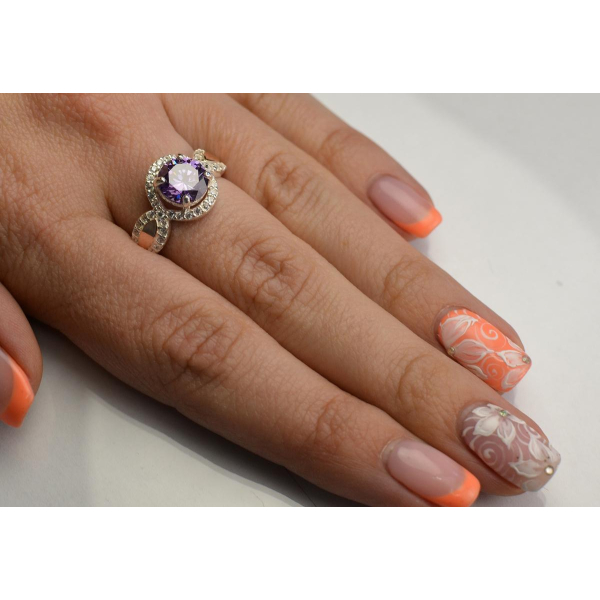 Серебряное кольцо с золотыми пластинками (089к)