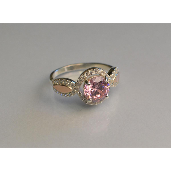 Серебряное кольцо с золотыми пластинками (089к)