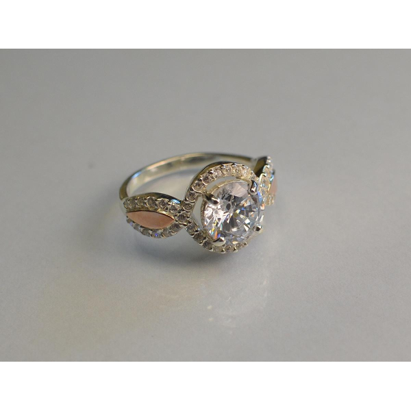 Серебряное кольцо с золотыми пластинками (089к)