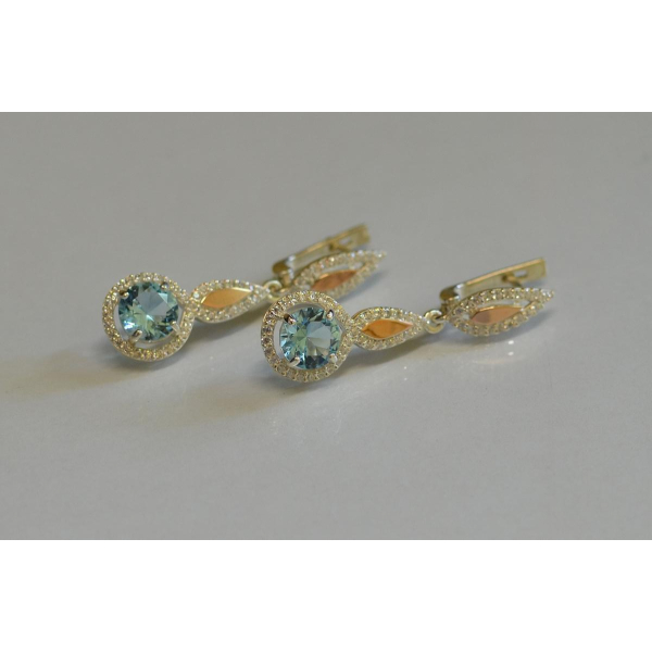 Серебряные серьги с золотыми пластинками (089с)