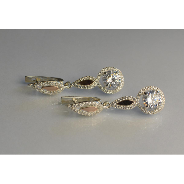 Серебряные серьги с золотыми пластинками (089с)