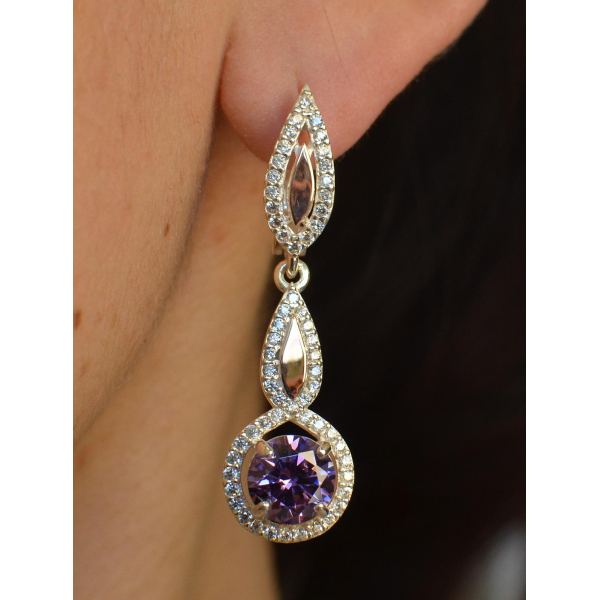 Серебряные серьги с золотыми пластинками (089с)