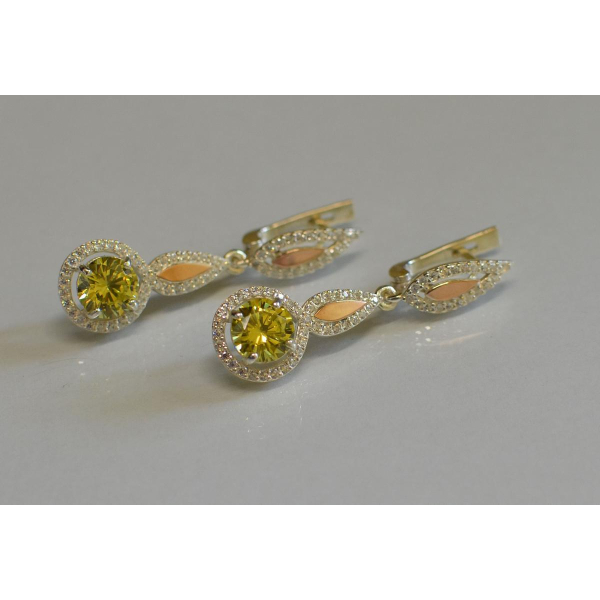 Серебряные серьги с золотыми пластинками (089с)