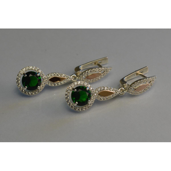 Серебряные серьги с золотыми пластинками (089с)