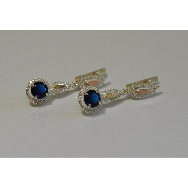 Серебряные серьги с золотыми пластинками (089с)