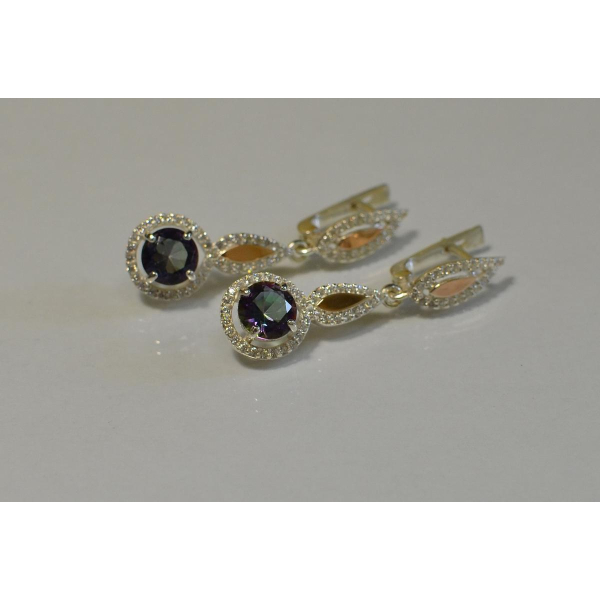 Серебряные серьги с золотыми пластинками (089с)