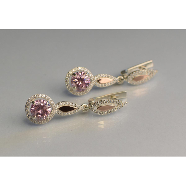 Серебряные серьги с золотыми пластинками (089с)