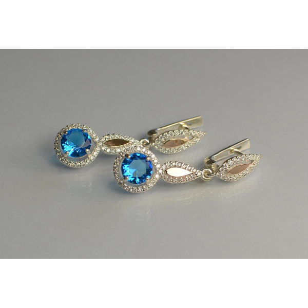 Серебряные серьги с золотыми пластинками (089с)