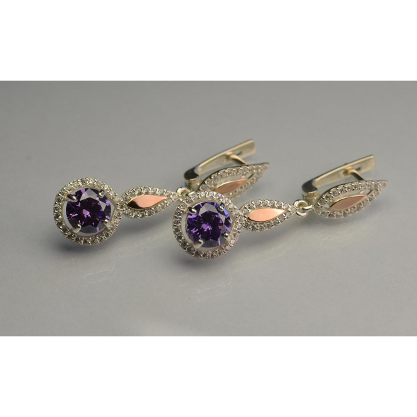 Серебряные серьги с золотыми пластинками (089с)