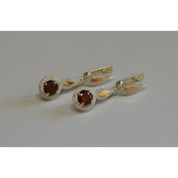 Серебряные серьги с золотыми пластинками (089с)