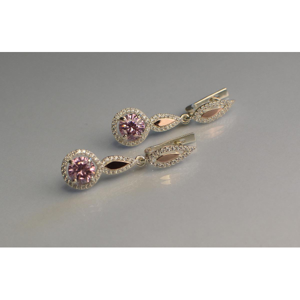 Серебряные серьги с золотыми пластинками (089с)