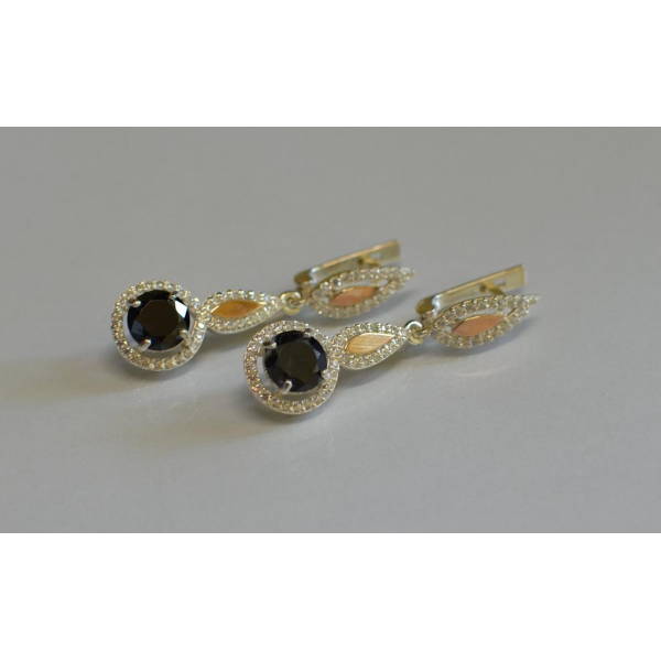 Серебряные серьги с золотыми пластинками (089с)