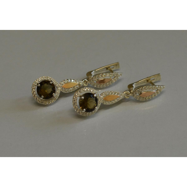 Серебряные серьги с золотыми пластинками (089с)