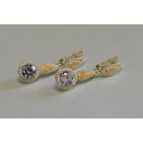 Серебряные серьги с золотыми пластинками (089с)