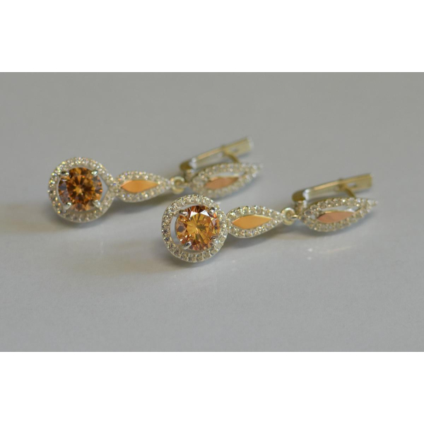 Серебряные серьги с золотыми пластинками (089с)