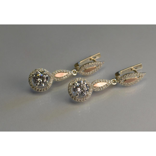 Серебряные серьги с золотыми пластинками (089с)