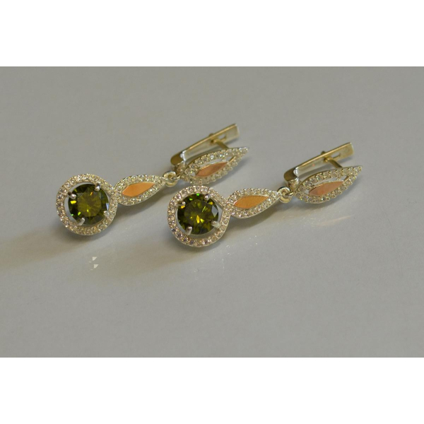 Серебряные серьги с золотыми пластинками (089с)