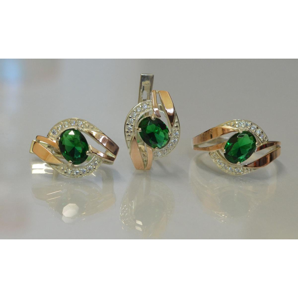 Серебряный набор с золотыми напайками (090)