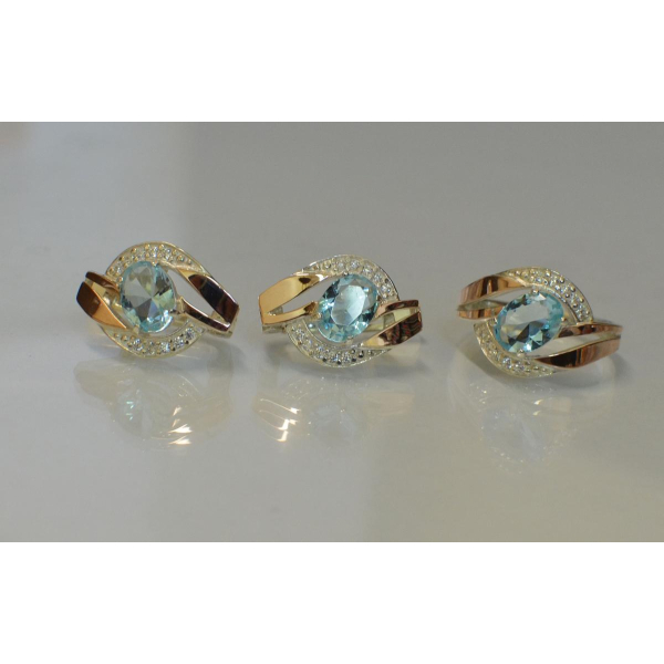 Серебряный набор с золотыми напайками (090)