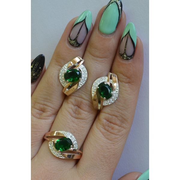 Серебряный набор с золотыми напайками (090)