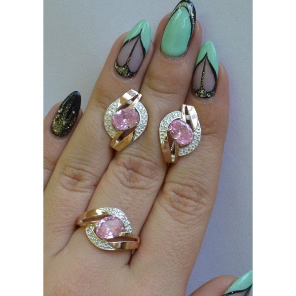 Серебряный набор с золотыми напайками (090)