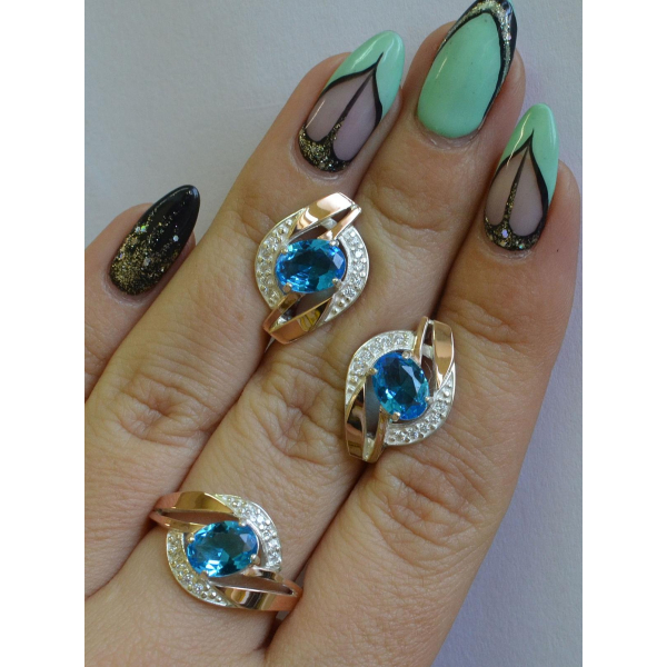 Серебряный набор с золотыми напайками (090)