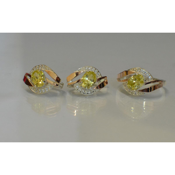 Серебряный набор с золотыми напайками (090)