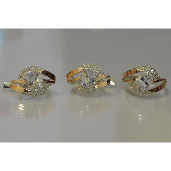 Серебряный набор с золотыми напайками (090)