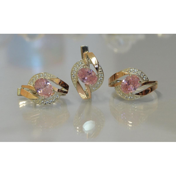 Серебряный набор с золотыми напайками (090)