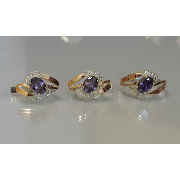 Серебряный набор с золотыми напайками (090)