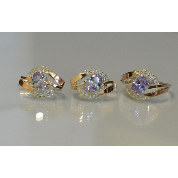 Серебряный набор с золотыми напайками (090)