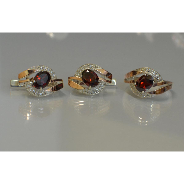 Серебряный набор с золотыми напайками (090)