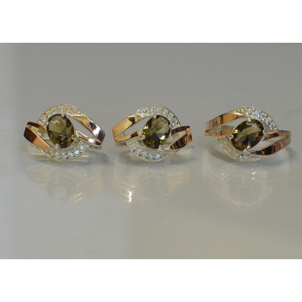 Серебряный набор с золотыми напайками (090)