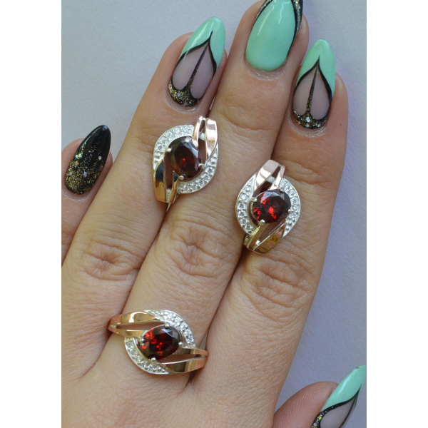 Серебряный набор с золотыми напайками (090)