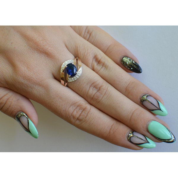 Серебряное кольцо со вставками из золота (090к)