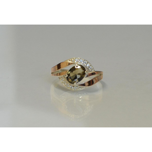 Серебряное кольцо со вставками из золота (090к)