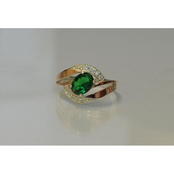 Серебряное кольцо со вставками из золота (090к)