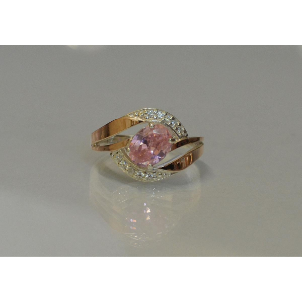 Серебряное кольцо со вставками из золота (090к)