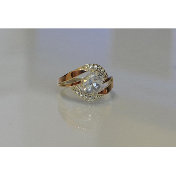 Серебряное кольцо со вставками из золота (090к)