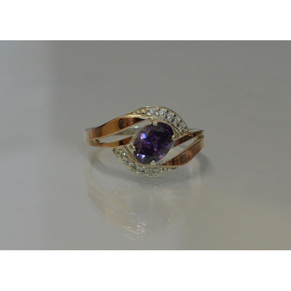 Серебряное кольцо со вставками из золота (090к)