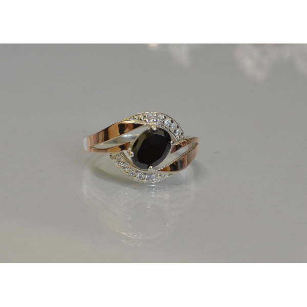 Серебряное кольцо со вставками из золота (090к)