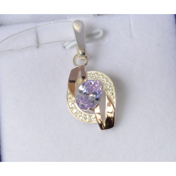 Серебряная подвеска с золотими вставками (090п)