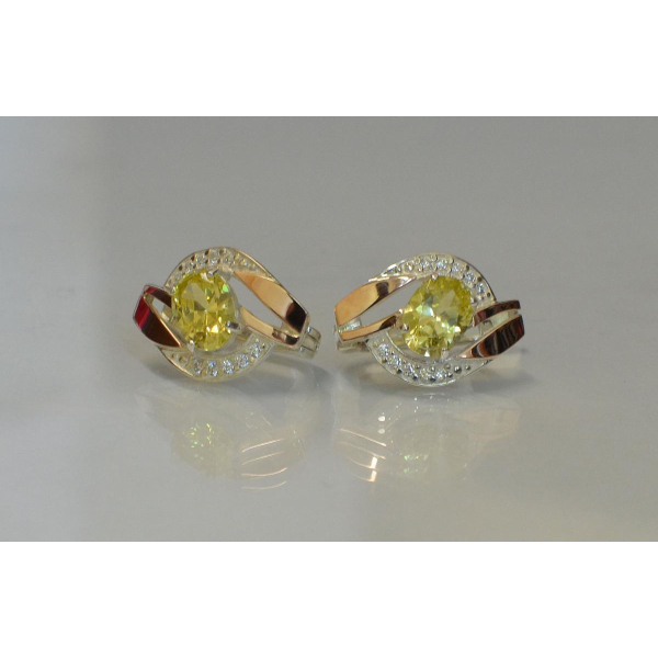 Серебряные серьги с золотыми накладками (090с)