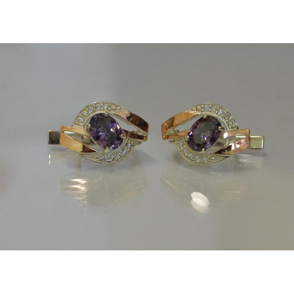 Серебряные серьги с золотыми накладками (090с)