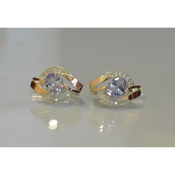 Серебряные серьги с золотыми накладками (090с)